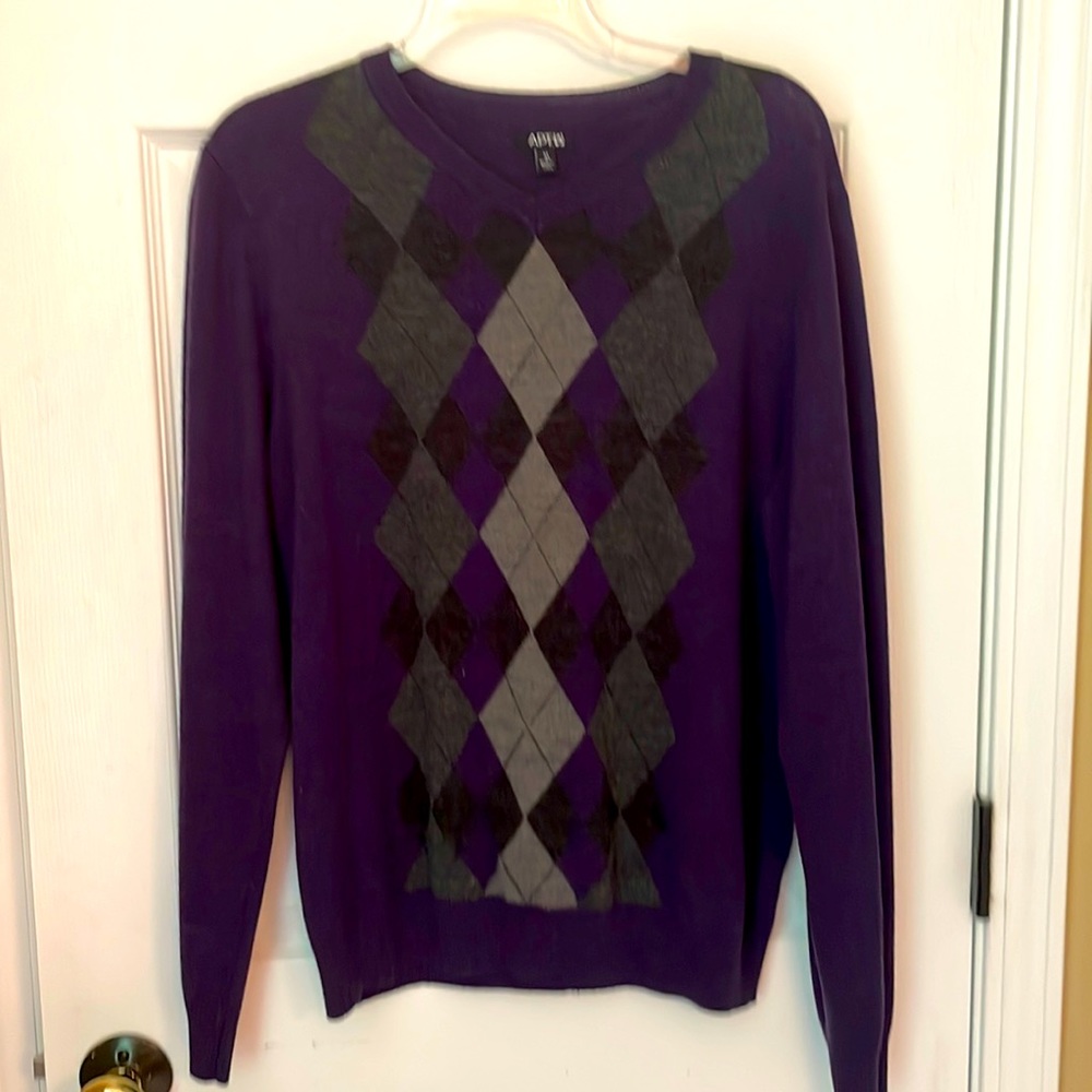 Purple argyle womens sweater